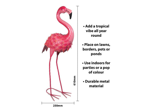 St Helens Home and Garden Metal Flamingo Garden Ornament 61cm Height_Garden Ornaments