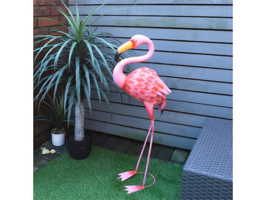 St Helens Home and Garden Metal Flamingo Garden Ornament 89cm Height_Garden Ornaments