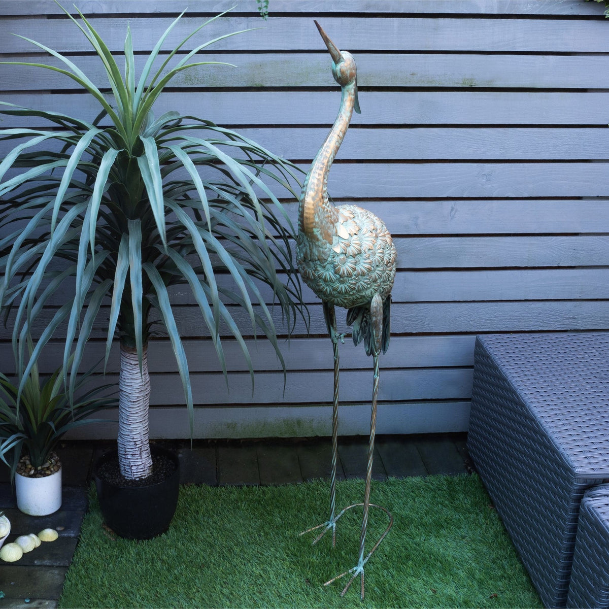 Large Metal Heron Garden Ornament_Garden Ornaments