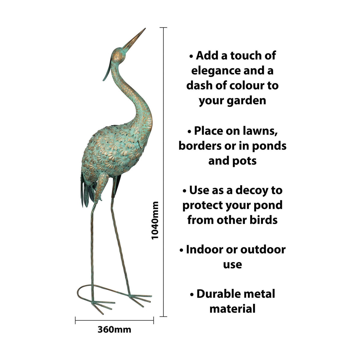 Large Metal Heron Garden Ornament_Garden Ornaments