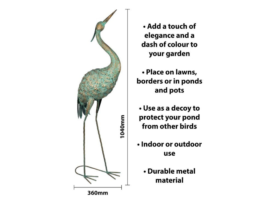 St Helens Home and Garden Metal Heron Garden Ornament 104cm Height_Garden Ornaments