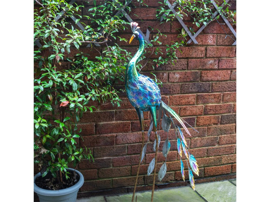 St Helens Home and Garden Metal Peacock Garden Ornament 108cm Height_Garden Ornaments