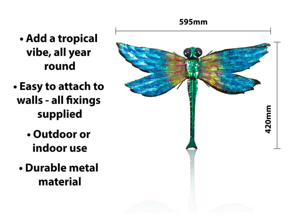St Helens Home and Garden Metal Dragonfly Garden Wall Ornament_Garden Ornaments