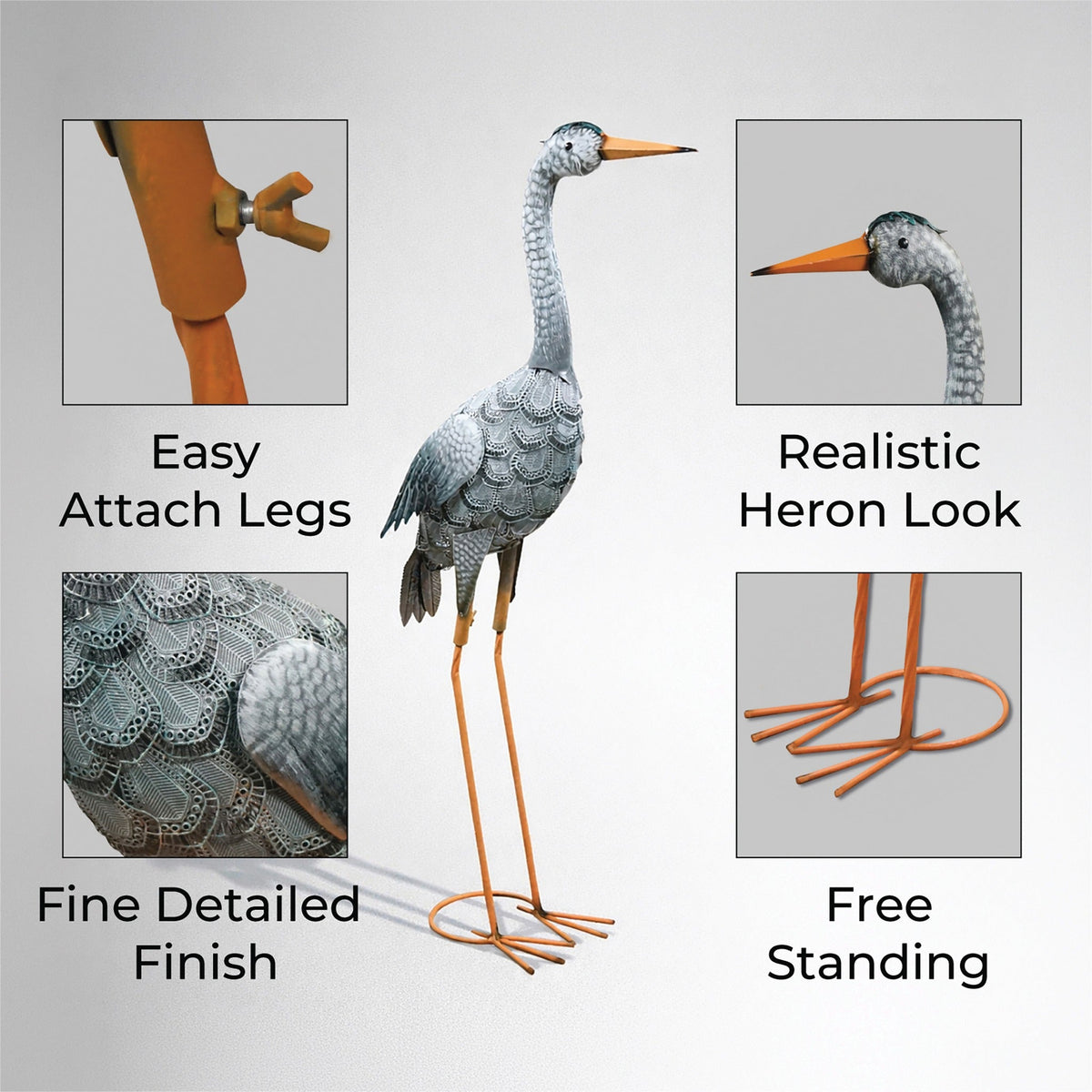 Metal Heron Garden Ornament_Garden Ornaments
