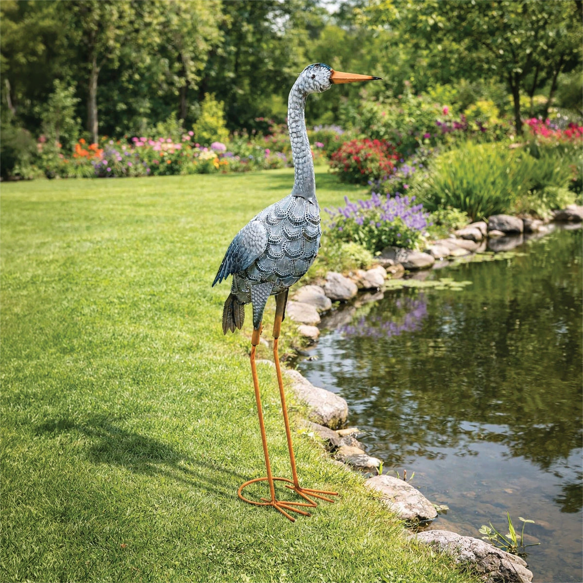Metal Heron Garden Ornament_Garden Ornaments