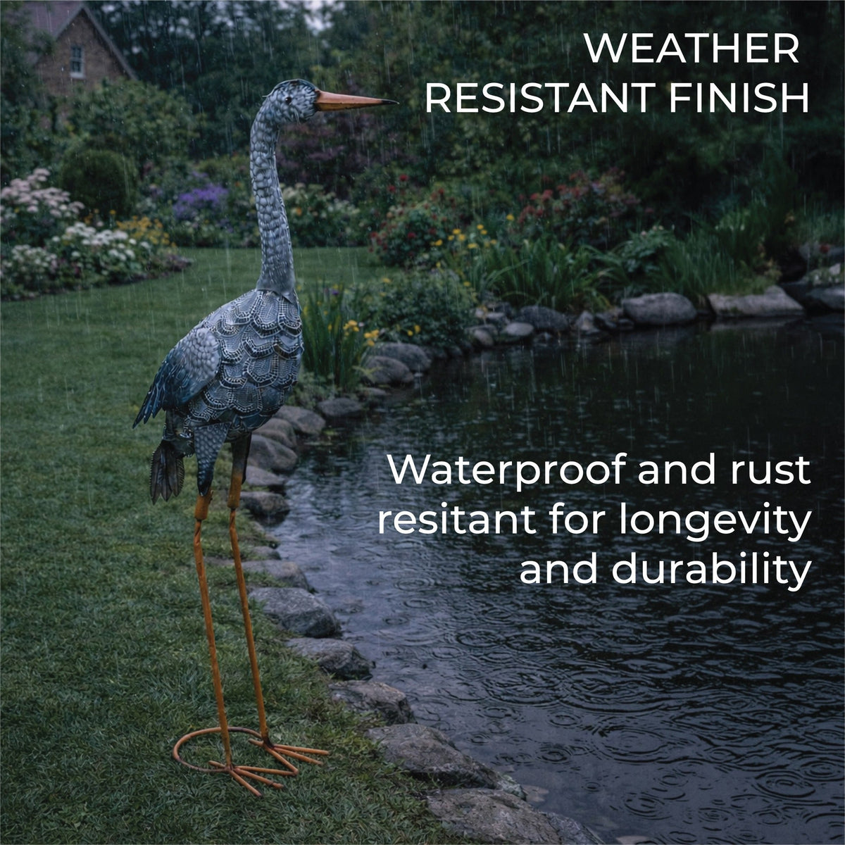 Metal Heron Garden Ornament_Garden Ornaments