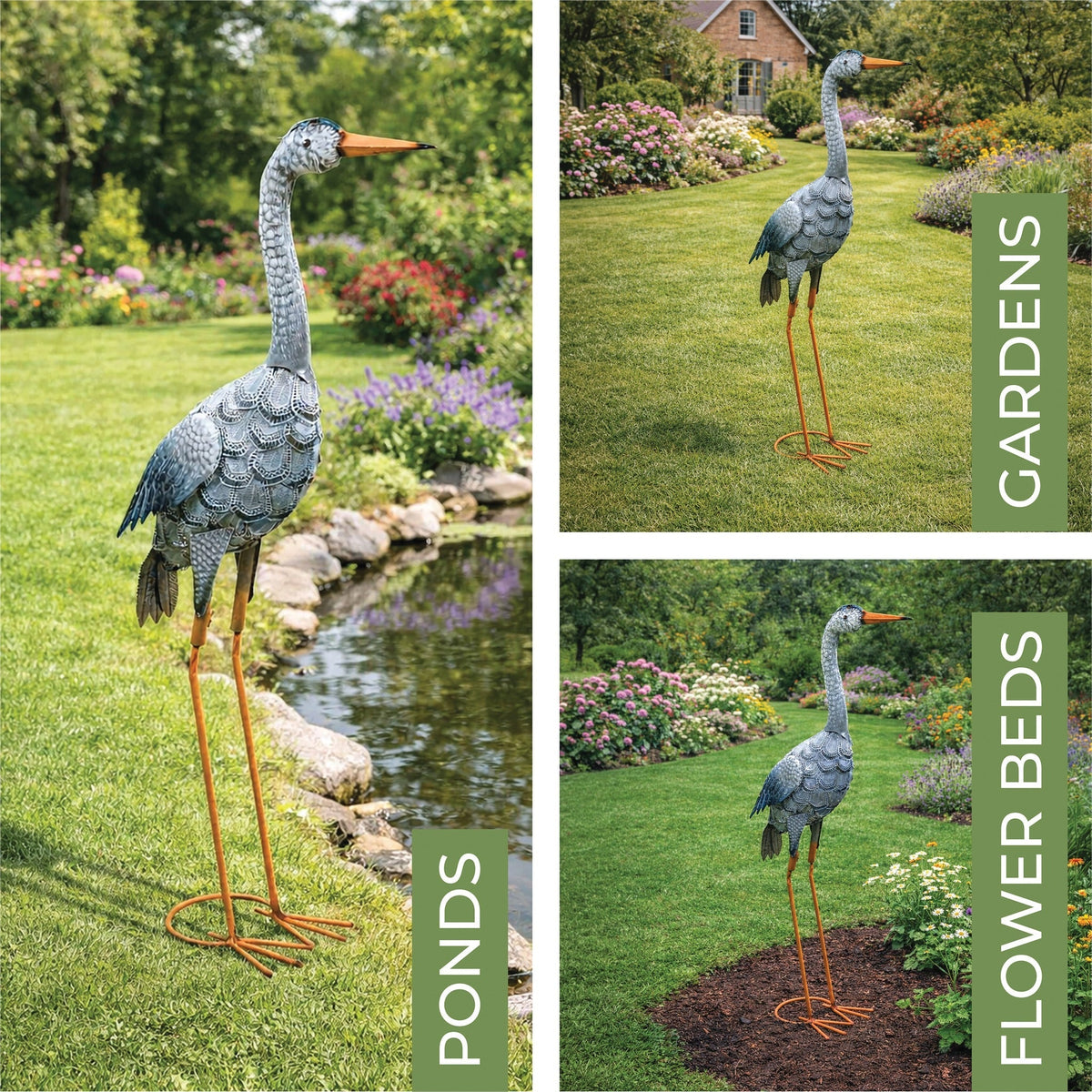 Metal Heron Garden Ornament_Garden Ornaments