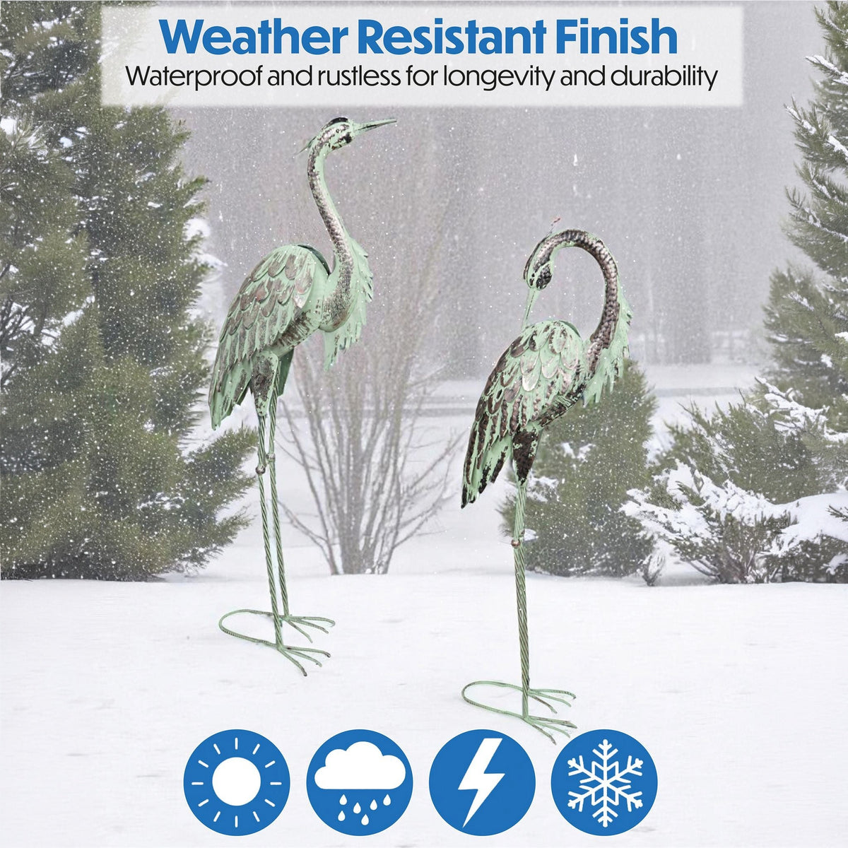 Pair of Metal Heron Garden Ornaments_Garden Ornaments