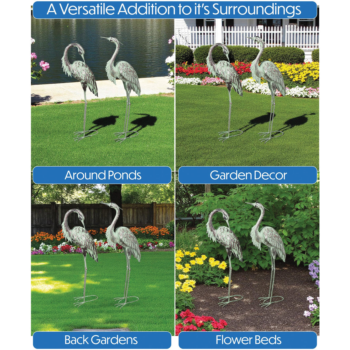 Pair of Metal Heron Garden Ornaments_Garden Ornaments