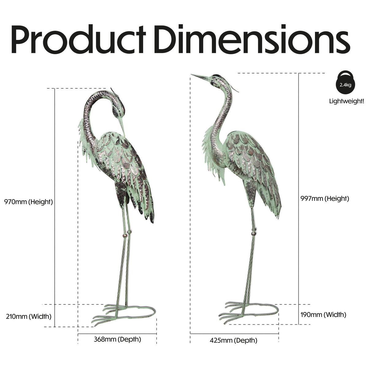 Pair of Metal Heron Garden Ornaments_Garden Ornaments