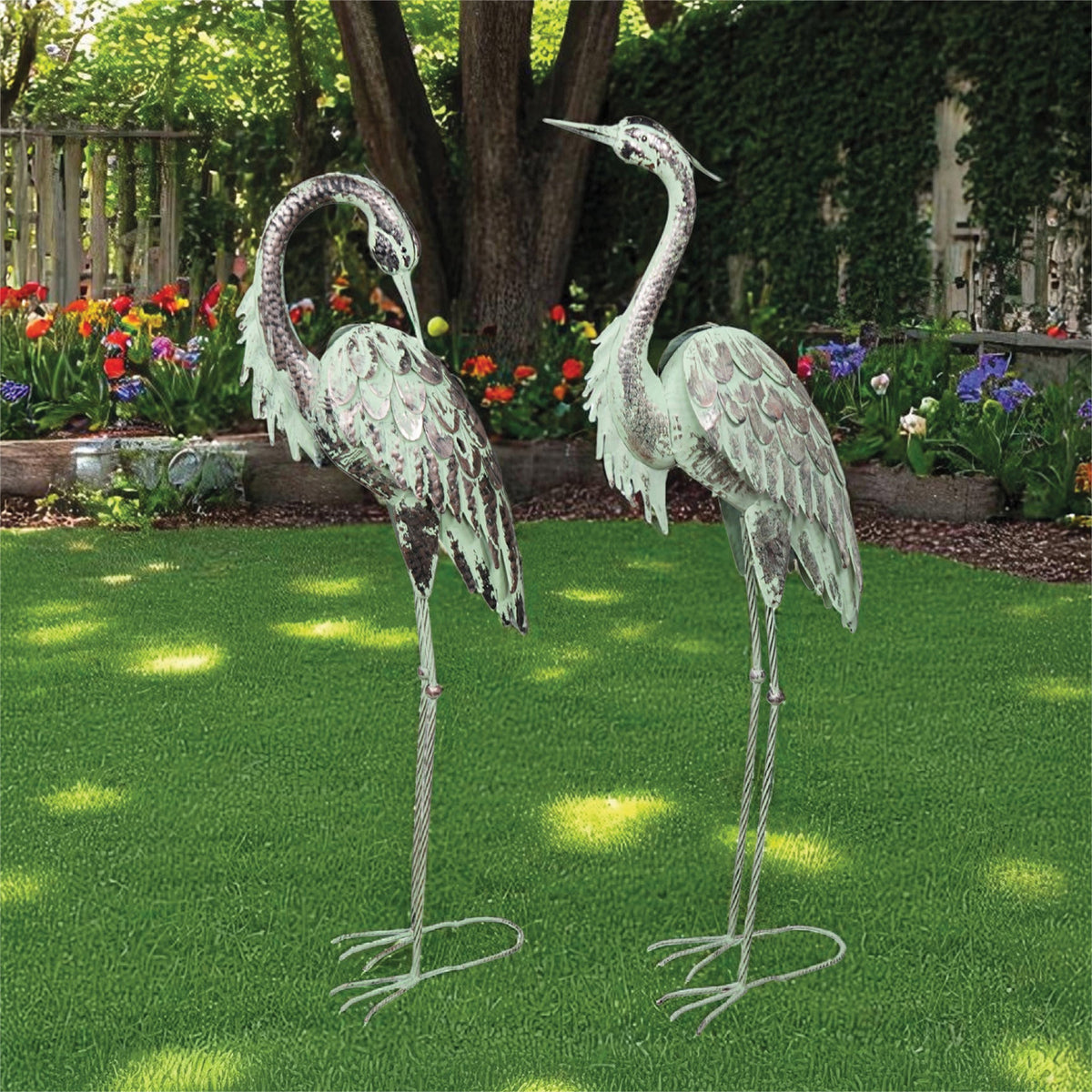 Pair of Metal Heron Garden Ornaments_Garden Ornaments