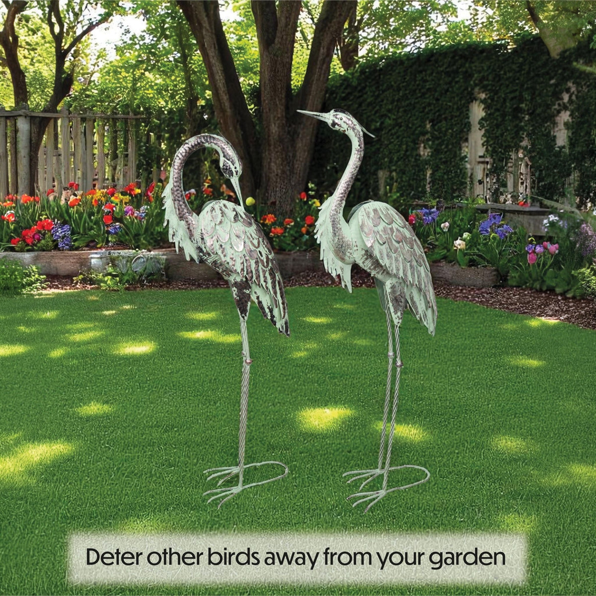 Pair of Metal Heron Garden Ornaments_Garden Ornaments
