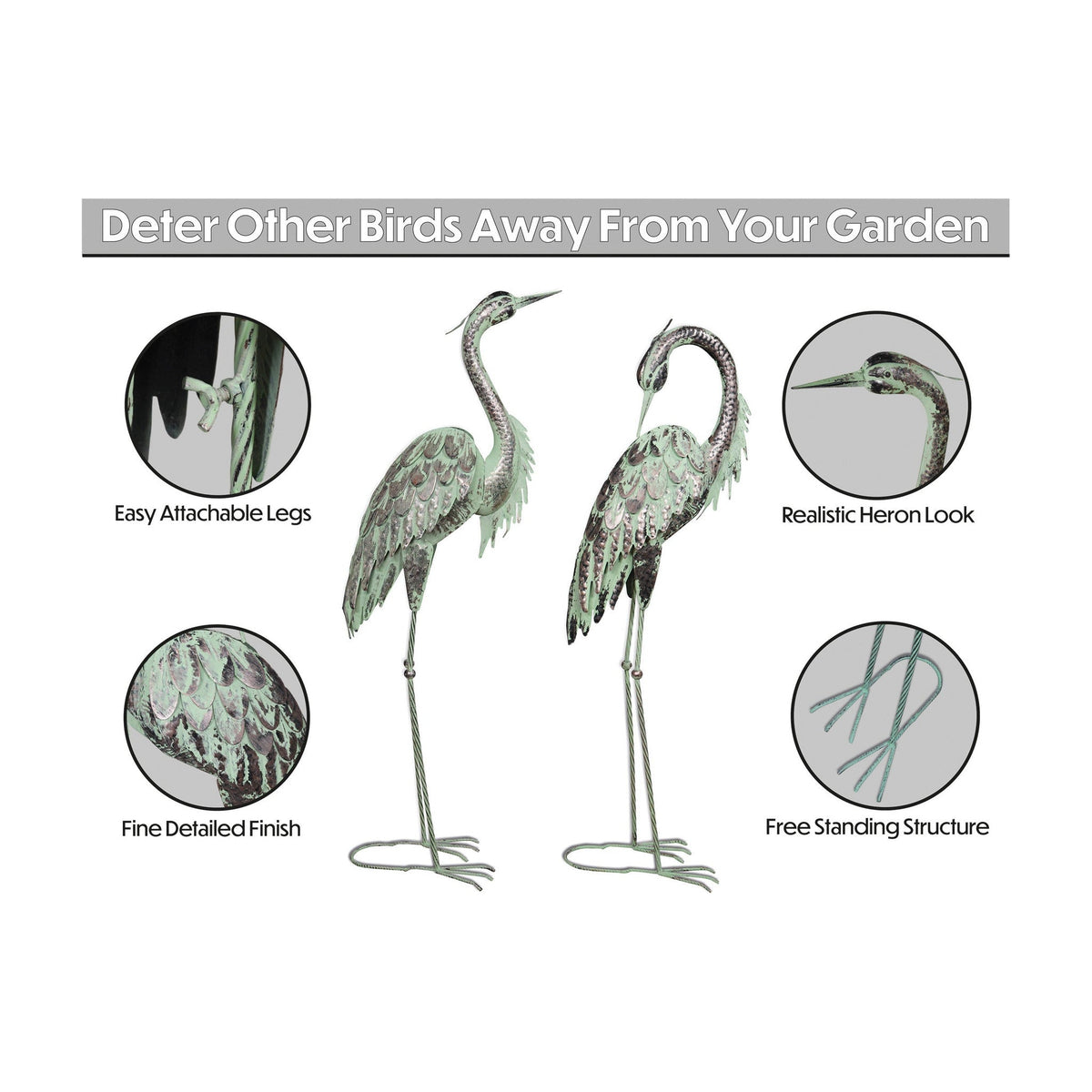 Pair of Metal Heron Garden Ornaments_Garden Ornaments