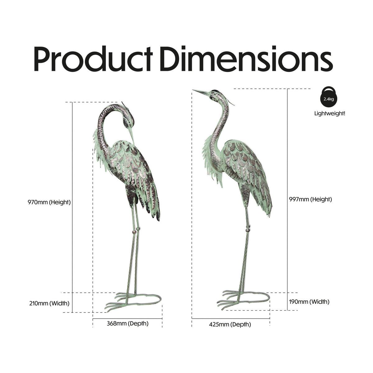 Pair of Metal Heron Garden Ornaments_Garden Ornaments