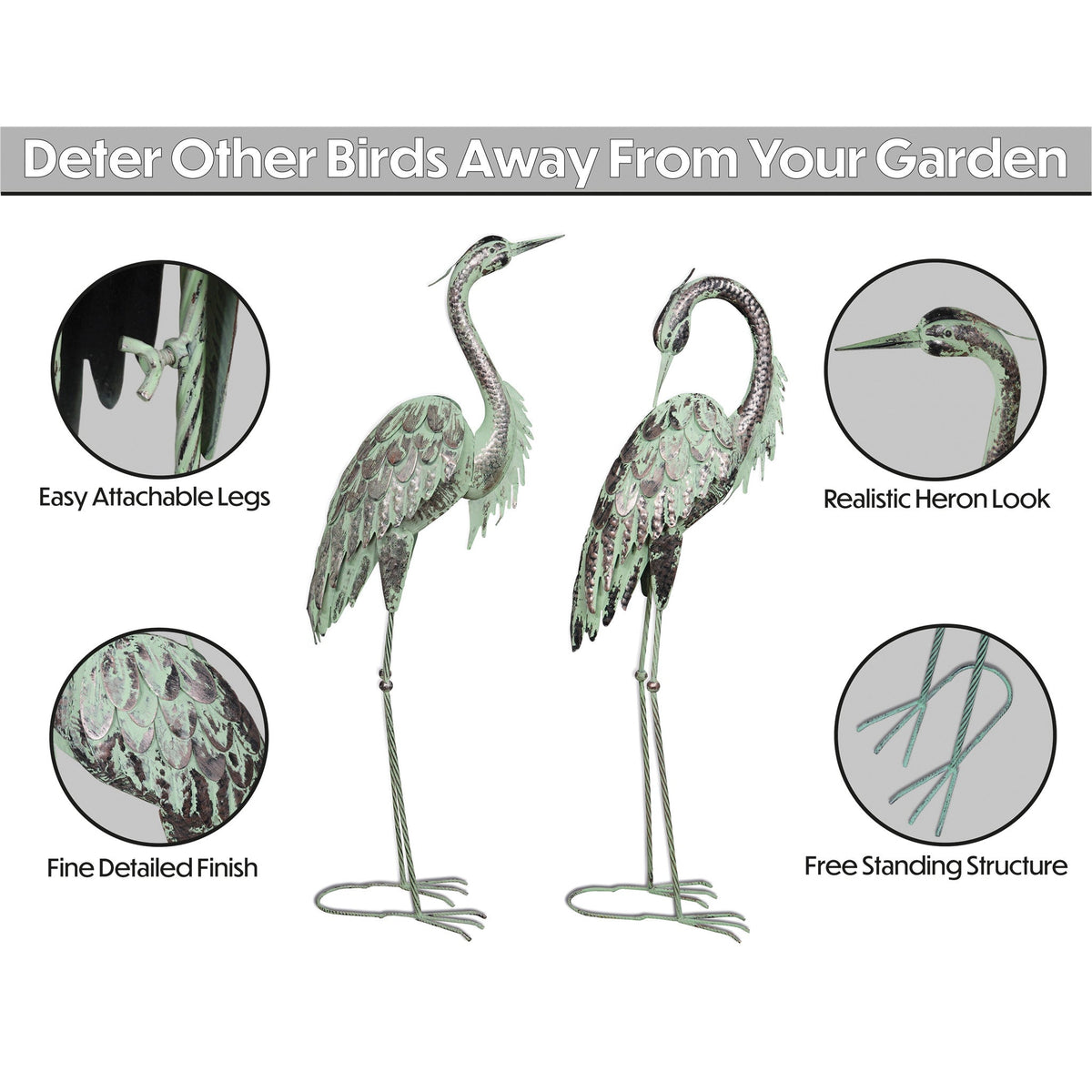 Pair of Metal Heron Garden Ornaments_Garden Ornaments
