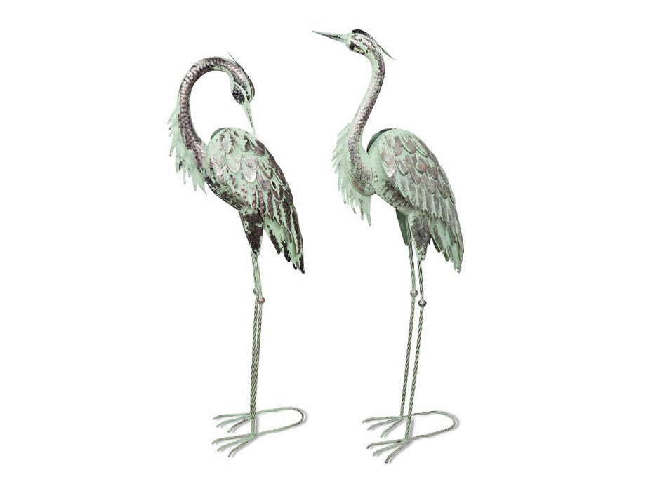 St Helens Home and Garden Pair of Metal Heron Garden Ornament_Garden Ornaments