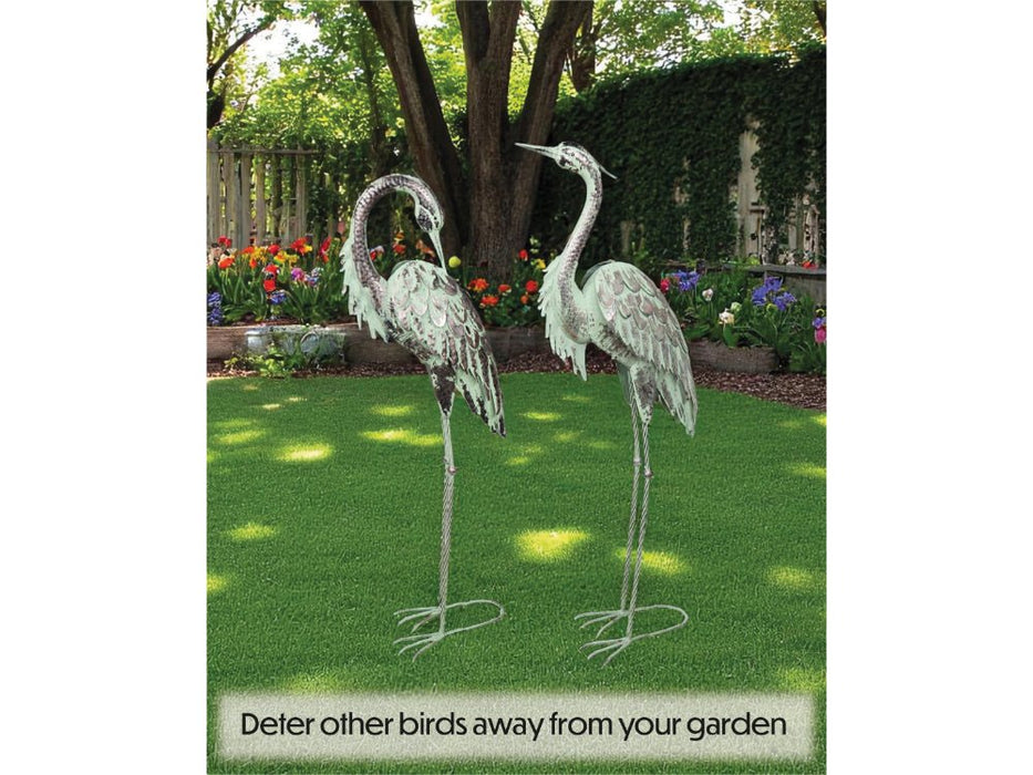 St Helens Home and Garden Pair of Metal Heron Garden Ornament_Garden Ornaments