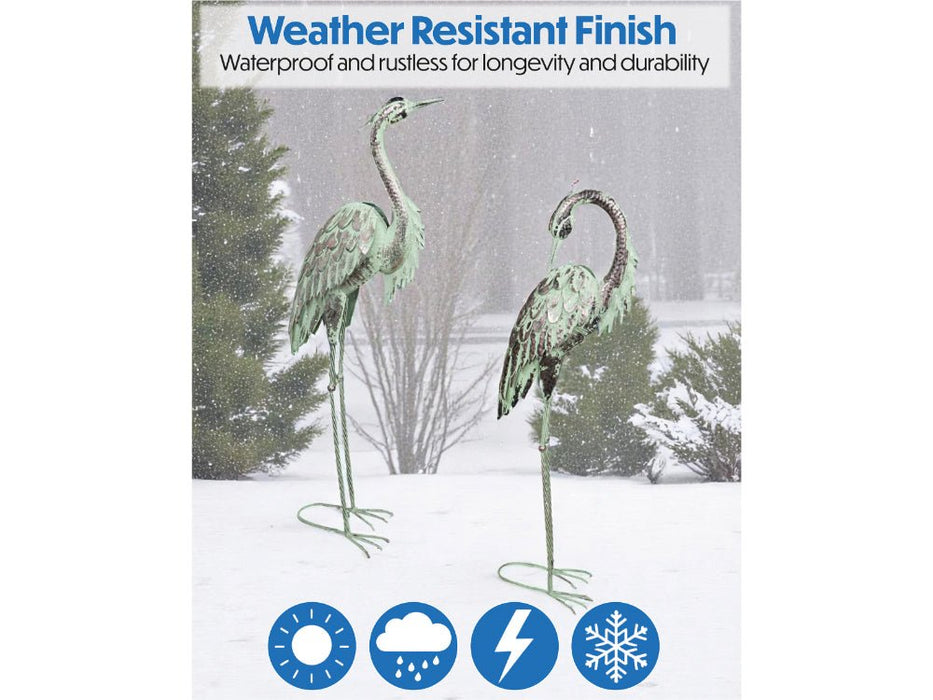 St Helens Home and Garden Pair of Metal Heron Garden Ornament_Garden Ornaments