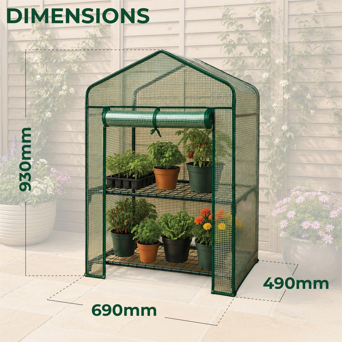 St Helens Home and Garden Mini Greenhouse with Shelves and PVC Cover_Grow Bags