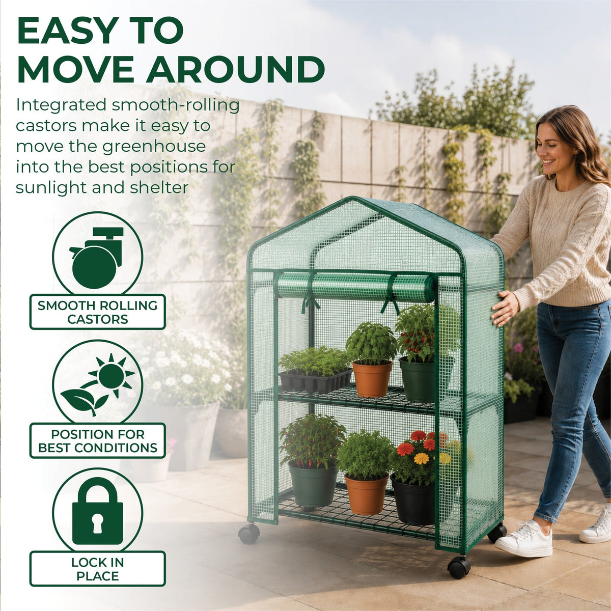 St Helens Home and Garden Mini Greenhouse with Shelves and PVC Cover_Grow Bags
