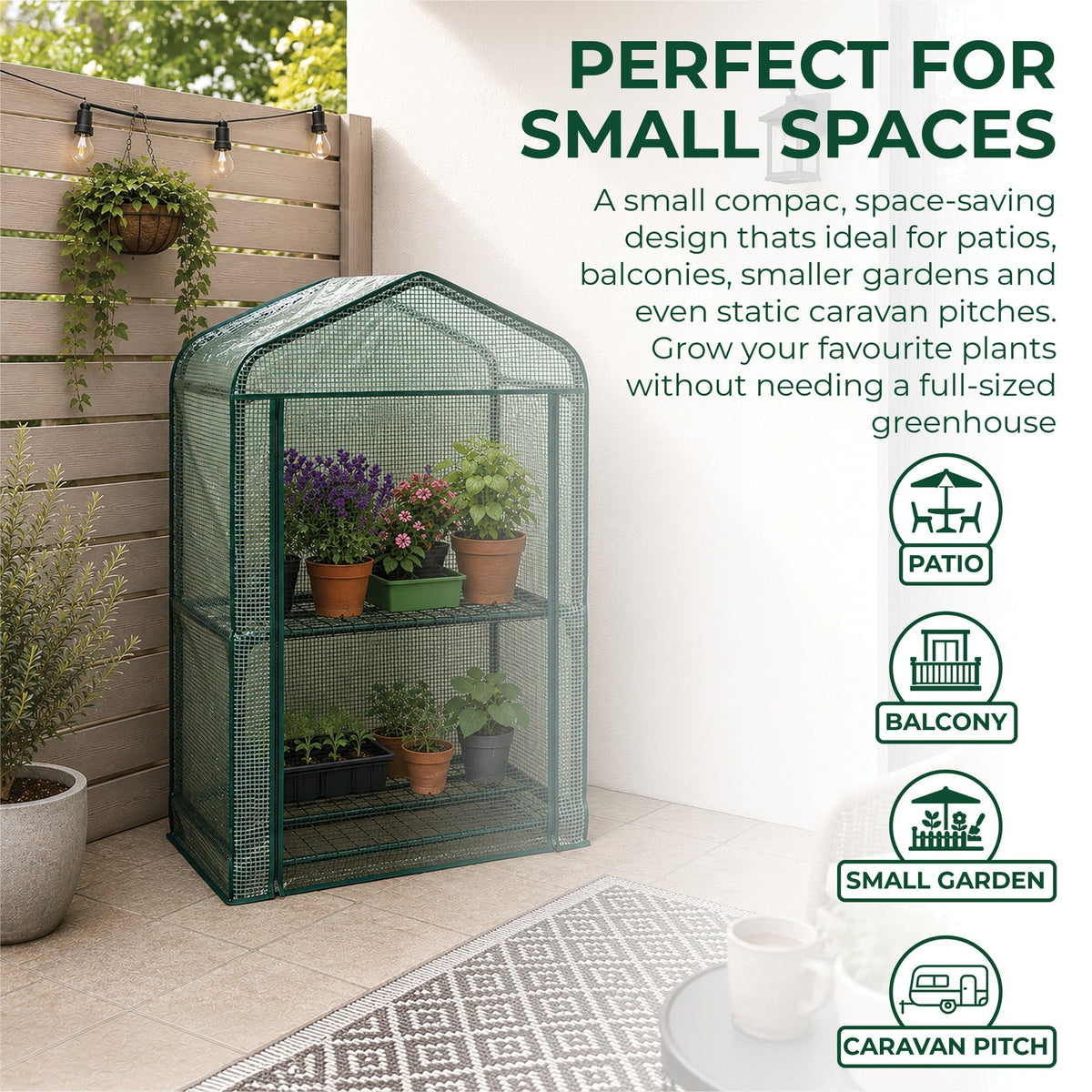 St Helens Home and Garden Mini Greenhouse with Shelves and PVC Cover_Grow Bags