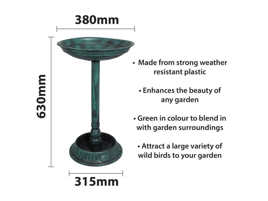 St Helens Green Home and Garden Ornamental Free Standing, Weather Resistant, Pedestal style, Easy Assemble Bird Bath_Bird Baths