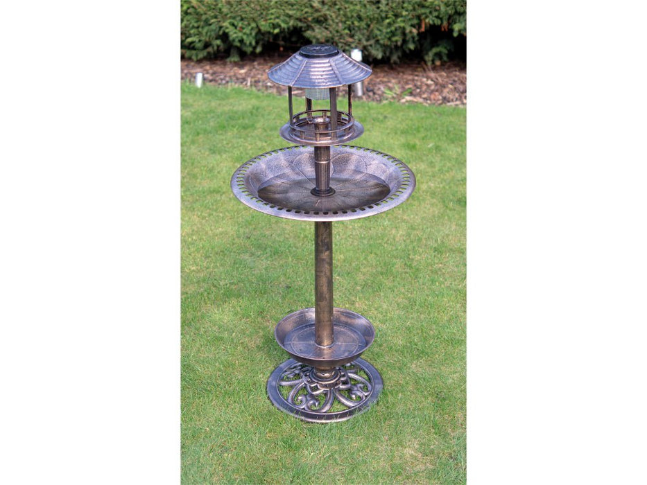 St Helens Home Garden Ornamental Free Standing, Weather Resistant, Pedestal style, Easy Assemble Bird Bath Feeder with Solar Powered Light_Bird Baths