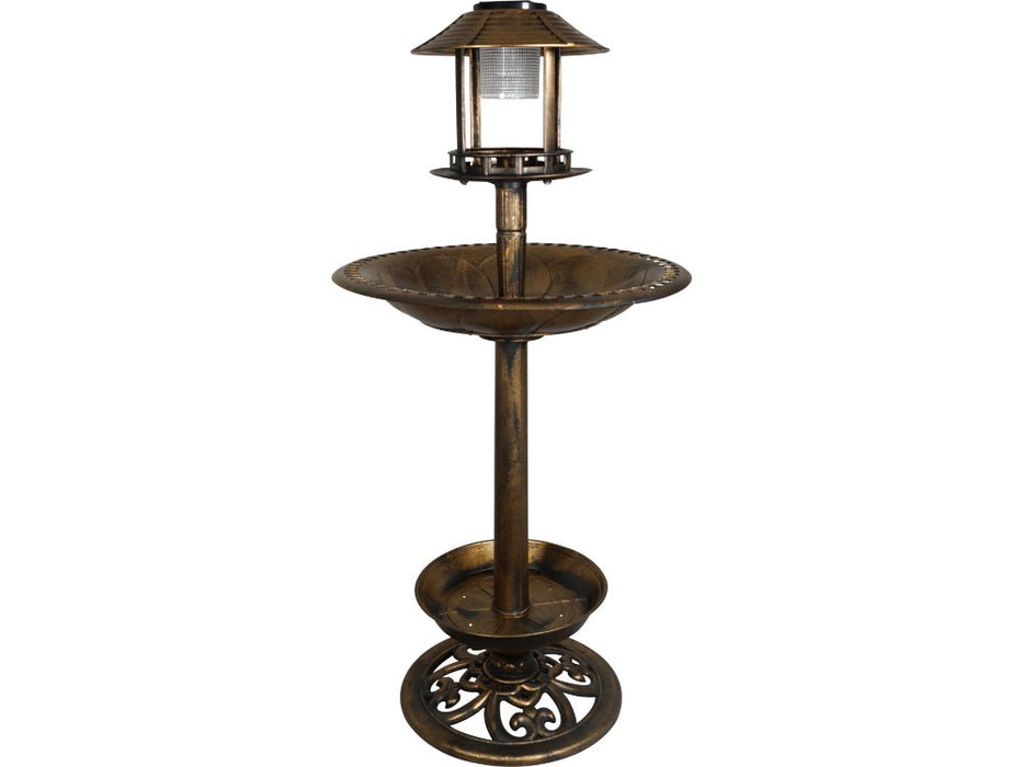 St Helens Home Garden Ornamental Free Standing, Weather Resistant, Pedestal style, Easy Assemble Bird Bath Feeder with Solar Powered Light_Bird Baths