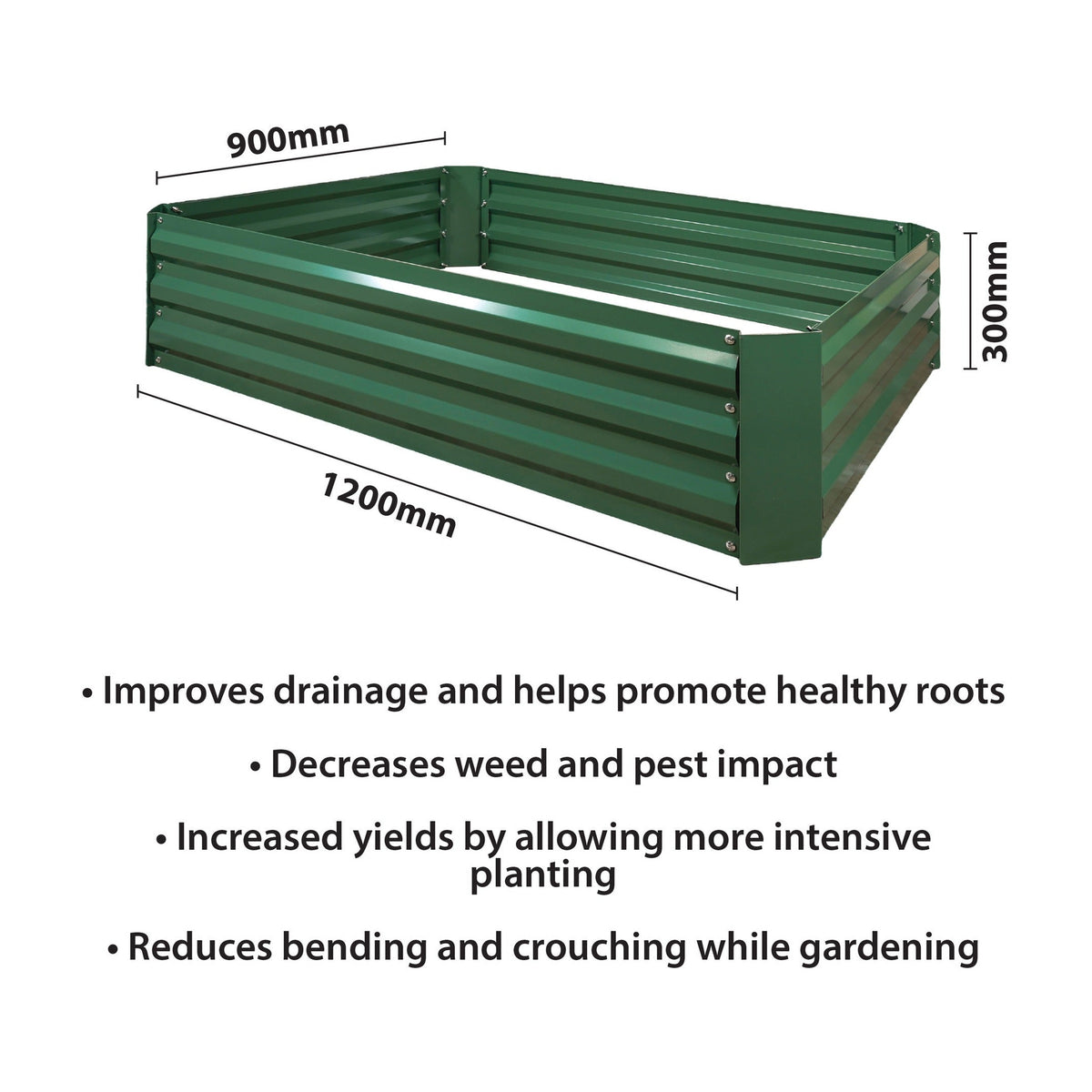 St Helens Home and Garden Metal Raised Garden Bed, Rectangle Green_Planters
