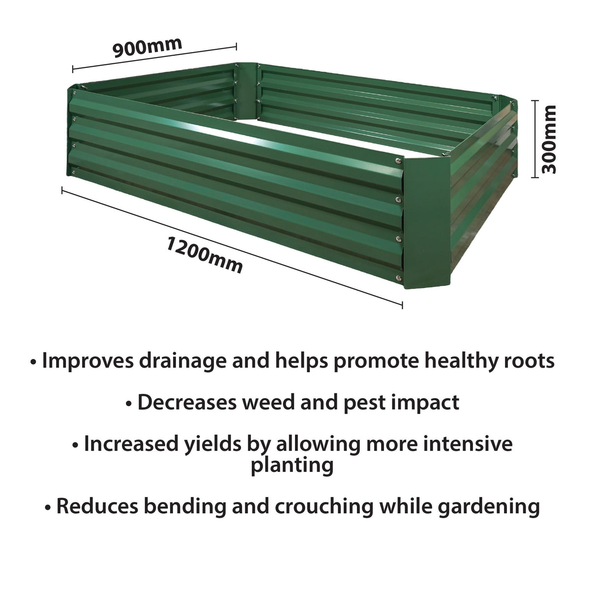 St Helens Home and Garden Metal Raised Garden Bed, Rectangle Green_Planters