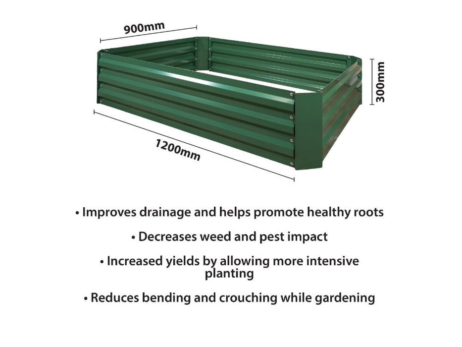 St Helens Home and Garden Metal Raised Garden Bed, Rectangle Green_Planters