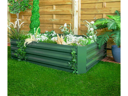 St Helens Home and Garden Metal Raised Garden Bed, Rectangle Green_Planters