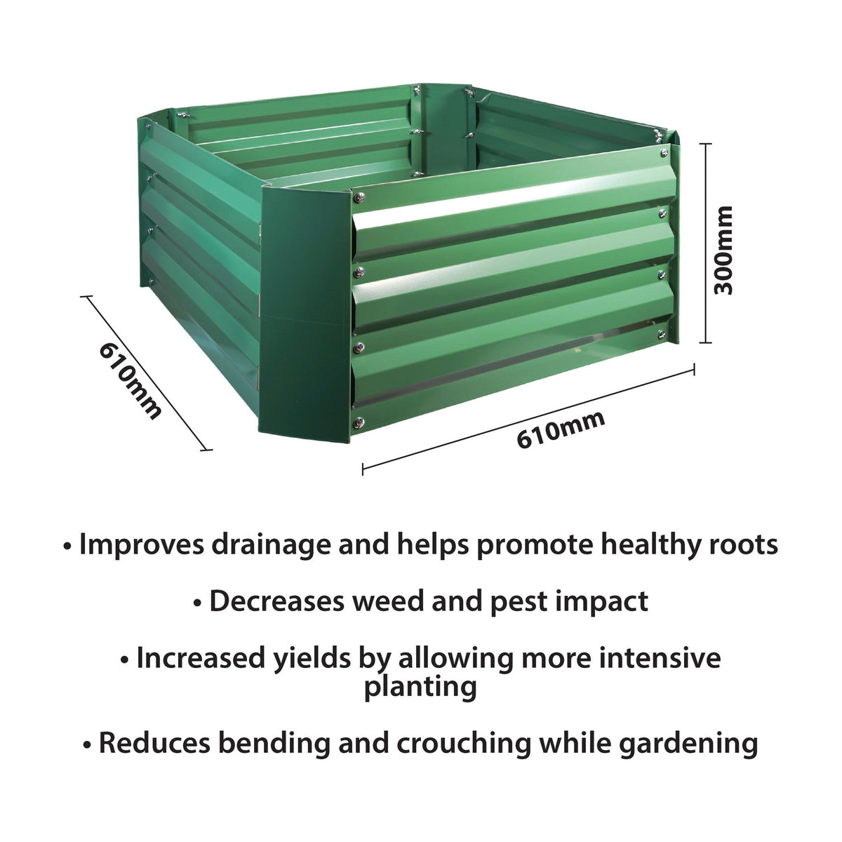 St Helens Home and Garden Metal Raised Garden Bed, Square Green_Planters
