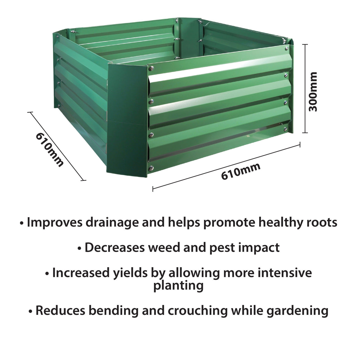 St Helens Home and Garden Metal Raised Garden Bed, Square Green_Planters