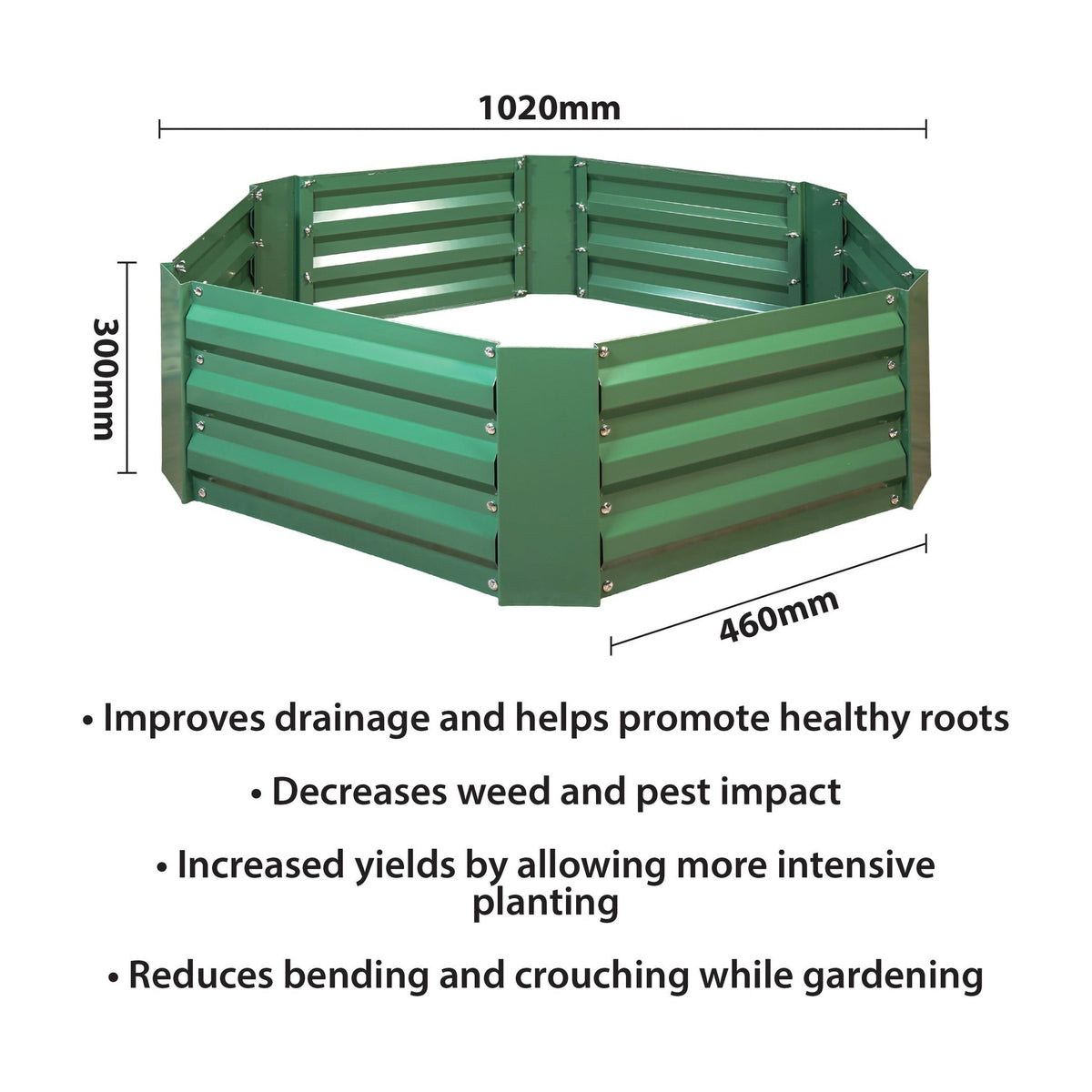 St Helens Home and Garden Metal Raised Garden Bed, Hexagon Green_Planters