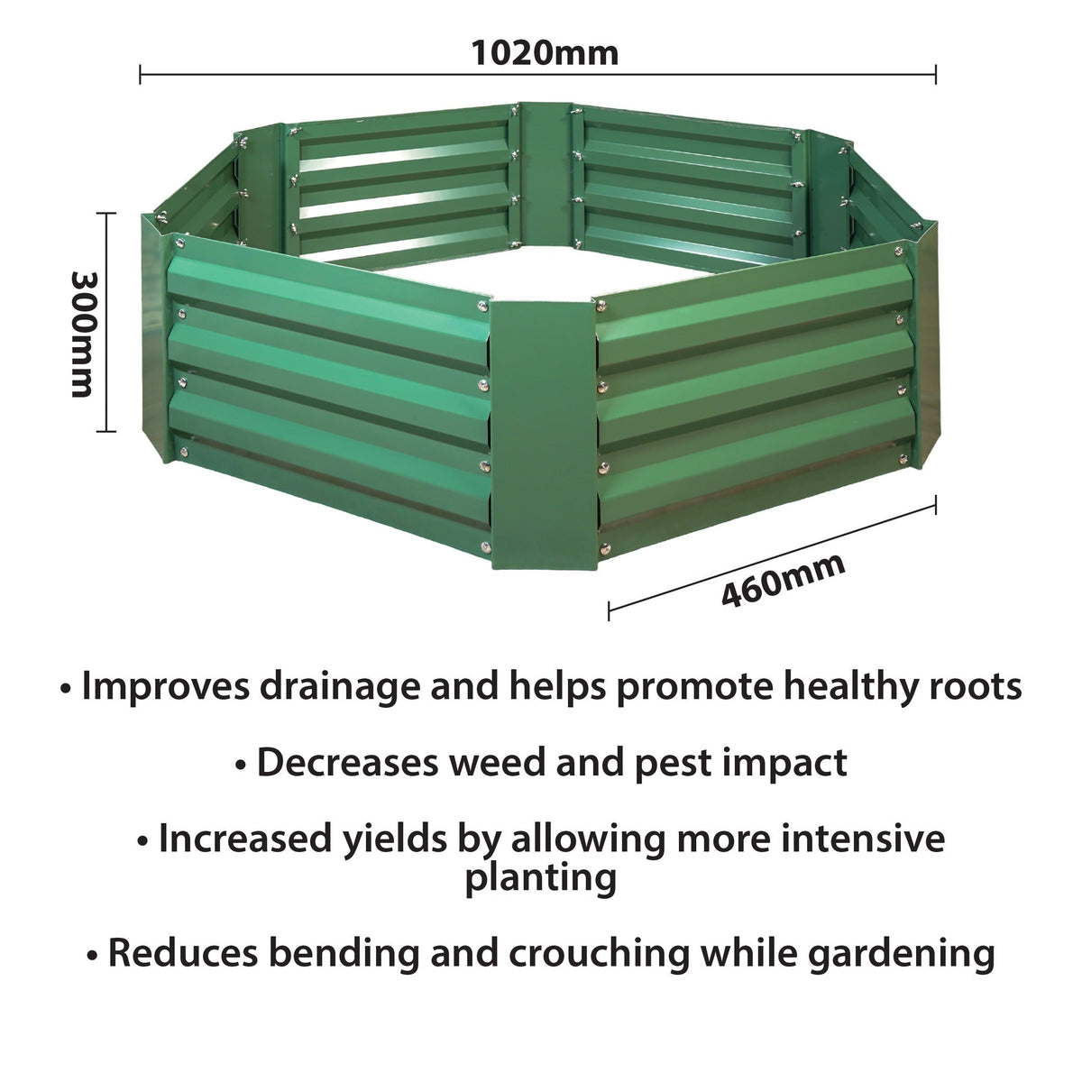 St Helens Home and Garden Metal Raised Garden Bed, Hexagon Green_Planters