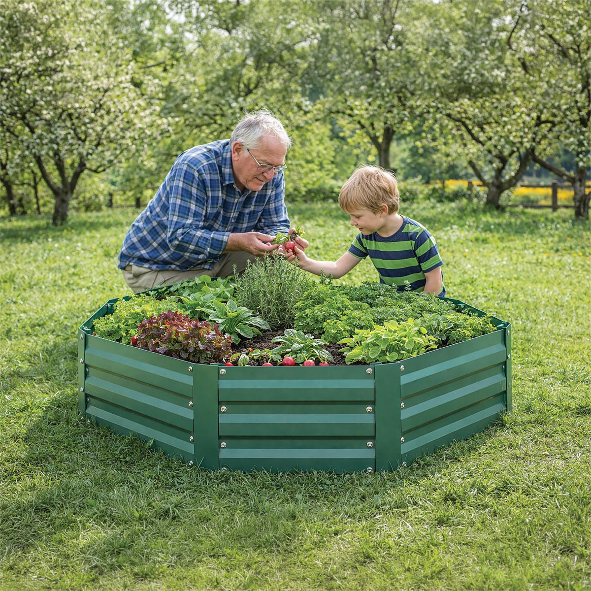 St Helens Home and Garden Metal Raised Garden Bed, Hexagon Green_Planters