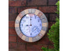 Sandstone Effect 13 Inch Outdoor and Indoor Wall Clock with Thermometer & Hygrometer_Clocks
