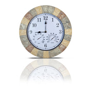 Sandstone Effect Outdoor Wall Clock with Thermometer & Hygrometer_Clocks