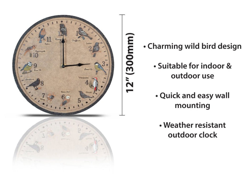Wild Birds Design 12" Outdoor/Indoor Wall Clock_Clocks