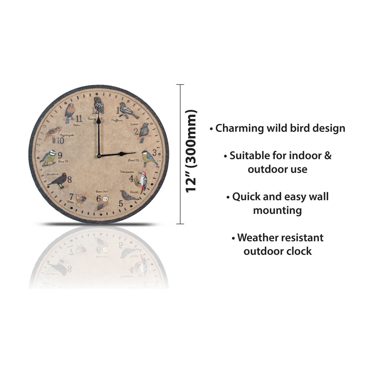 Wild Birds Outdoor Wall Clock - Indoor & Garden_Clocks