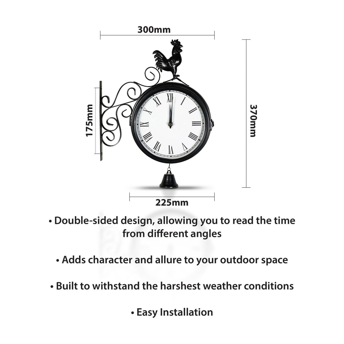 Double-Sided Vintage Outdoor Station Clock - Wall Mounted_Clocks