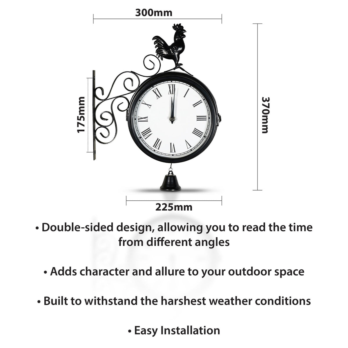 Double-Sided Vintage Outdoor Station Clock - Wall Mounted_Clocks