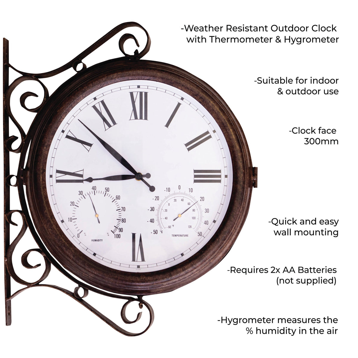 Outdoor Station Clock with Thermometer & Hygrometer_Clocks