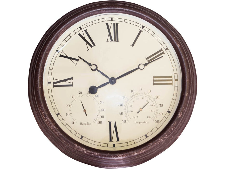 Garden Vintage Design 15" Outdoor and Indoor Clock with Thermometer and Hygrometer_Clocks