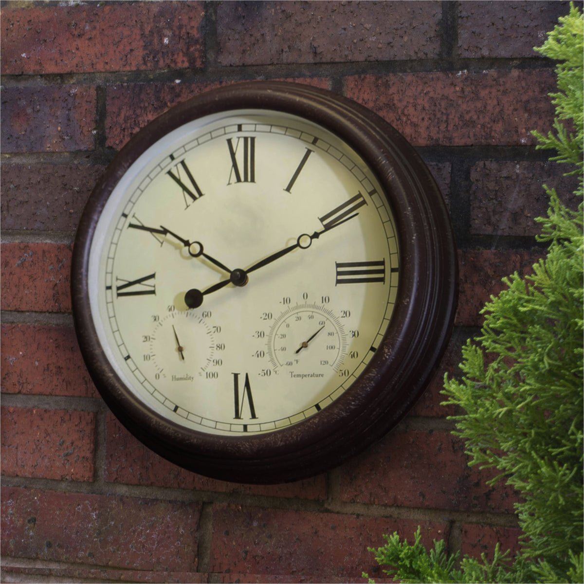 Garden Vintage Outdoor Wall Clock with Thermometer & Hygrometer_Clocks