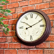 Garden Vintage Outdoor Wall Clock with Thermometer & Hygrometer_Clocks