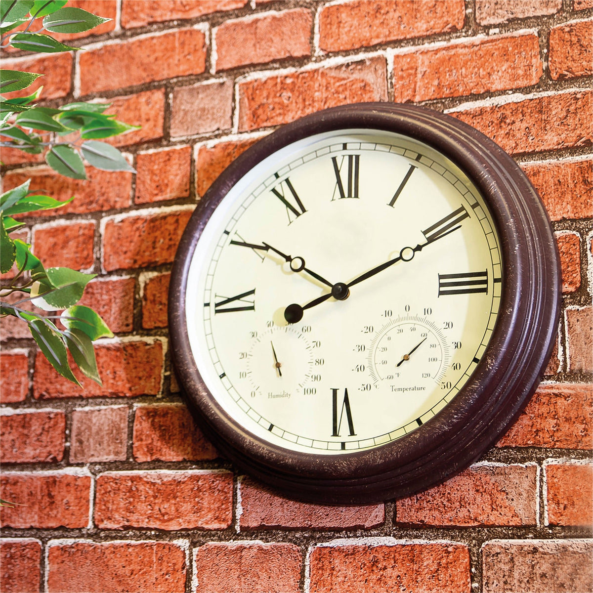 Garden Vintage Outdoor Wall Clock with Thermometer & Hygrometer_Clocks