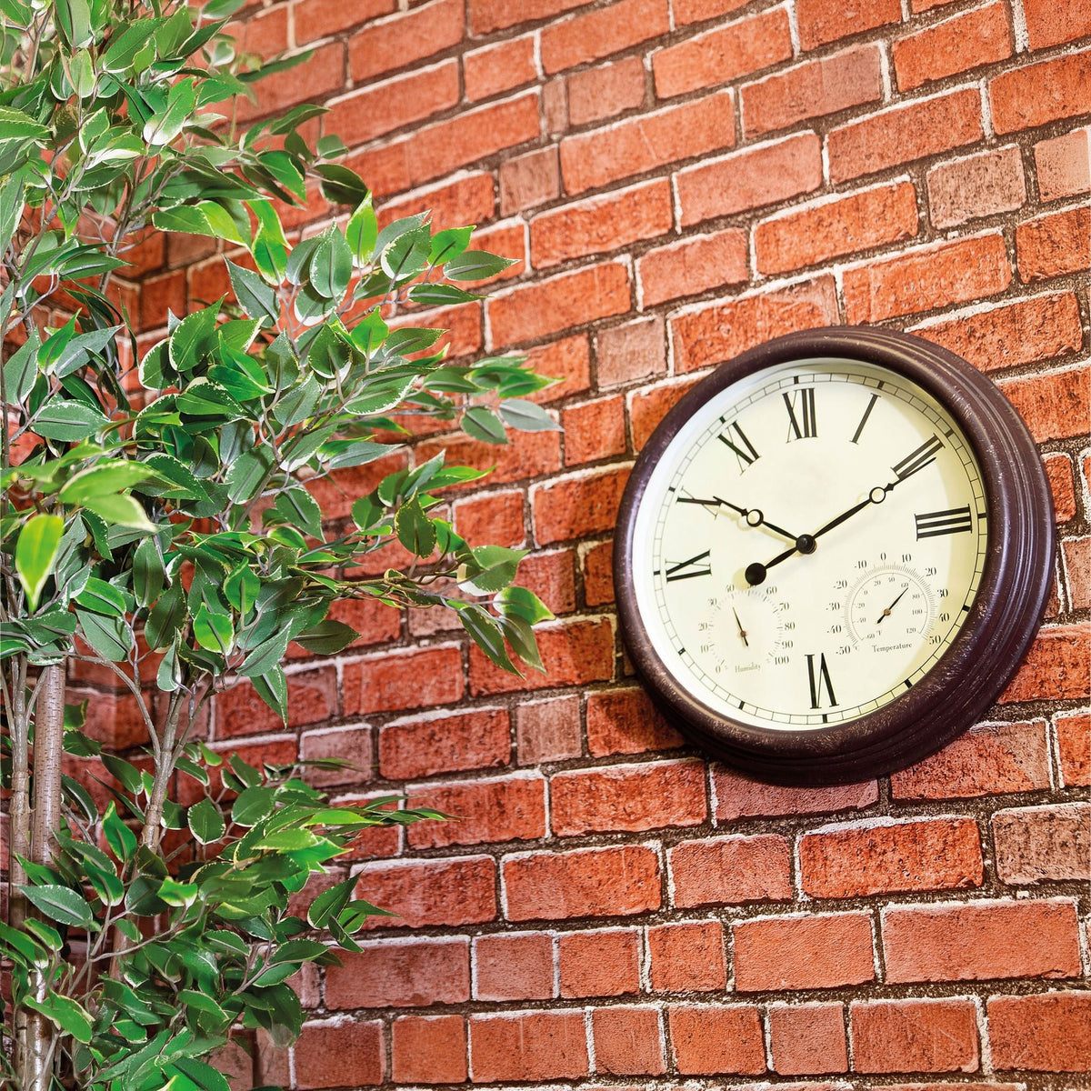 Garden Vintage Outdoor Wall Clock with Thermometer & Hygrometer_Clocks
