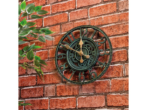 Vintage Open Face Green Design 12" Outdoor and Indoor Clock_Clocks